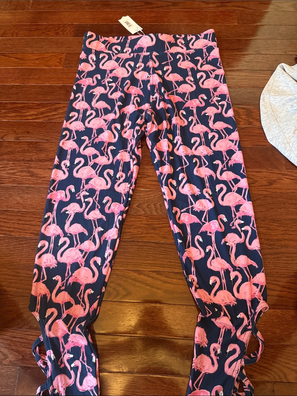 Simply Southern Pink Flamingo Print Leggings on Navy